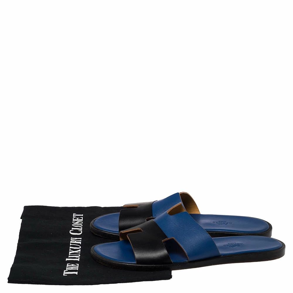 Hermes Blue/Black Textured Izmir Sandals Size 41 For Men 10 Hermes Blue/Black Textured Izmir Sandals Size 41 For Men - Image 8