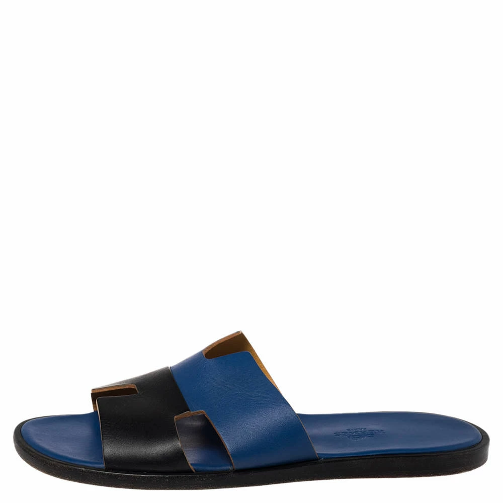 Hermes Blue/Black Textured Izmir Sandals Size 41 For Men 4 Hermes Blue/Black Textured Izmir Sandals Size 41 For Men - Image 2