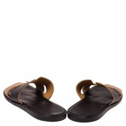 Hermes Tan/Black Leather Izmir Sandals Size 41 For Men -Deals Hermes Store luxury men hermes used shoes p465237 006