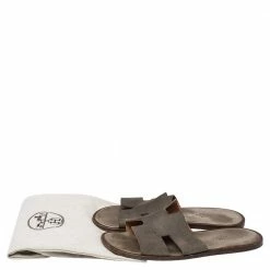 Hermes Hermès Grey Suede Izmir Flats Size 45 For Men -Deals Hermes Store luxury men hermes used shoes p476613 001