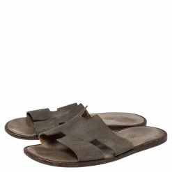Hermes Hermès Grey Suede Izmir Flats Size 45 For Men -Deals Hermes Store luxury men hermes used shoes p476613 003