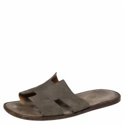 Hermes Hermès Grey Suede Izmir Flats Size 45 For Men