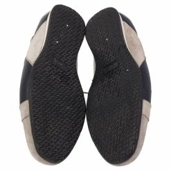 Hermes Navy Blue/Grey Leather And Suede Lace Up Sneakers Size 43 For Men -Deals Hermes Store luxury men hermes used shoes p485857 002