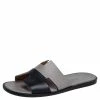 Hermes Grey/Black Leather Izmir Sandals Size 43 For Men -Deals Hermes Store luxury men hermes used shoes p486275 004