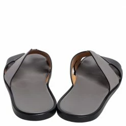 Hermes Grey/Black Leather Izmir Sandals Size 43 For Men -Deals Hermes Store luxury men hermes used shoes p486275 008