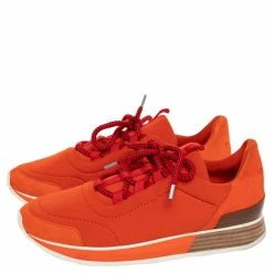 Hermes Orange Neoprene And Suede Miles Low Top Sneakers Size 40 For Men -Deals Hermes Store luxury men hermes used shoes p488191 006
