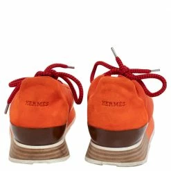 Hermes Orange Neoprene And Suede Miles Low Top Sneakers Size 40 For Men -Deals Hermes Store luxury men hermes used shoes p488191 007
