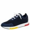 Hermes Blue/Black Knit Fabric And Suede Addict Low Top Sneakers Size 42 For Men
