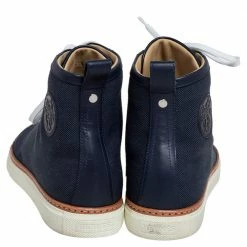 Hermes Navy Blue Canvas And Leather Jimmy High Top Sneakers Size 41.5 For Men -Deals Hermes Store luxury men hermes used shoes p488855 001