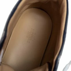 Hermes Navy Blue Canvas And Leather Jimmy High Top Sneakers Size 41.5 For Men -Deals Hermes Store luxury men hermes used shoes p488855 007