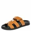 Hermes Brown Leather Chypre Sandals Size 40 For Men