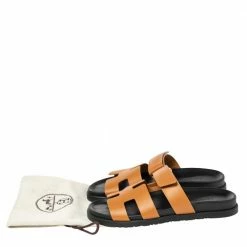 Hermes Brown Leather Chypre Sandals Size 40 For Men -Deals Hermes Store luxury men hermes used shoes p491837 002