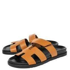 Hermes Brown Leather Chypre Sandals Size 40 For Men -Deals Hermes Store luxury men hermes used shoes p491837 009