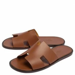 Hermes Brown Leather Izmir Slides Sandals Size 43 For Men 13 Hermes Brown Leather Izmir Slides Sandals Size 43 For Men -Deals Hermes Store luxury men hermes used shoes p492560 005