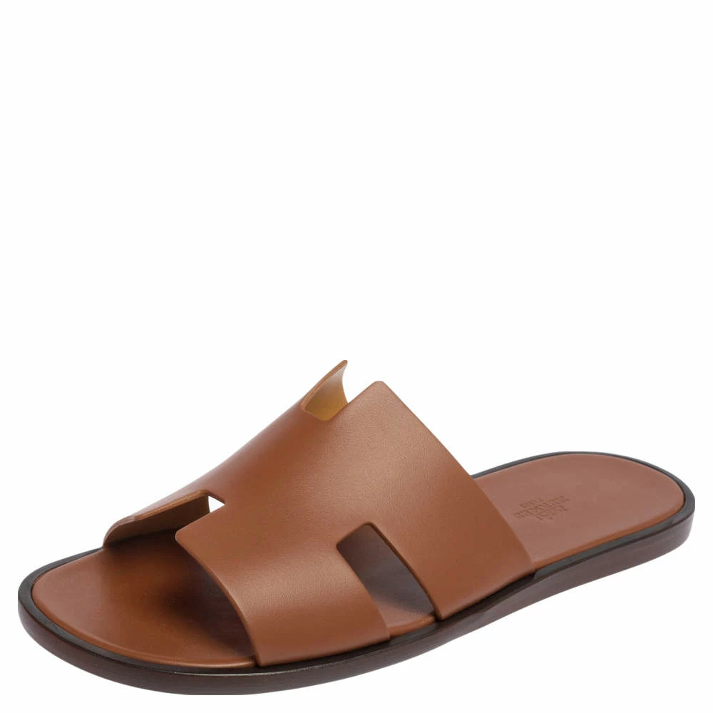 Hermes Brown Leather Izmir Slides Sandals Size 43 For Men 3 Hermes Brown Leather Izmir Slides Sandals Size 43 For Men