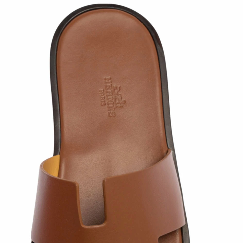 Hermes Brown Leather Izmir Slides Sandals Size 43 For Men 9 Hermes Brown Leather Izmir Slides Sandals Size 43 For Men - Image 7