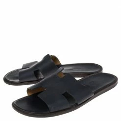 Hermes Hermès Navy Blue Leather Izmir Sandals Size 42 For Men -Deals Hermes Store luxury men hermes used shoes p495174 006