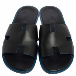 Hermes Hermès Black Leather Izmir Slide Flats Size 42.5 For Men -Deals Hermes Store luxury men hermes used shoes p503146 003