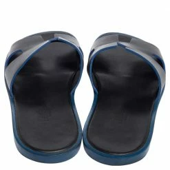 Hermes Hermès Black Leather Izmir Slide Flats Size 42.5 For Men -Deals Hermes Store luxury men hermes used shoes p503146 005