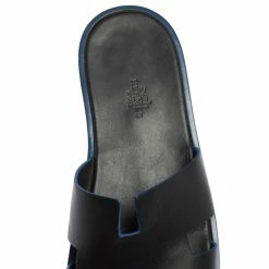 Hermes Hermès Black Leather Izmir Slide Flats Size 42.5 For Men -Deals Hermes Store luxury men hermes used shoes p503146 008