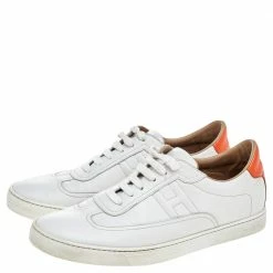 Hermes White Leather Quicker Low Top Sneakers Size 41 For Men -Deals Hermes Store luxury men hermes used shoes p503532 005