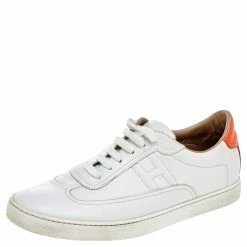 Hermes White Leather Quicker Low Top Sneakers Size 41 For Men