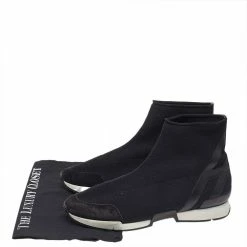Hermes Black Knit Fabric And Leather Soft High Top Sneakers Size 40 For Men -Deals Hermes Store luxury men hermes used shoes p508331 001
