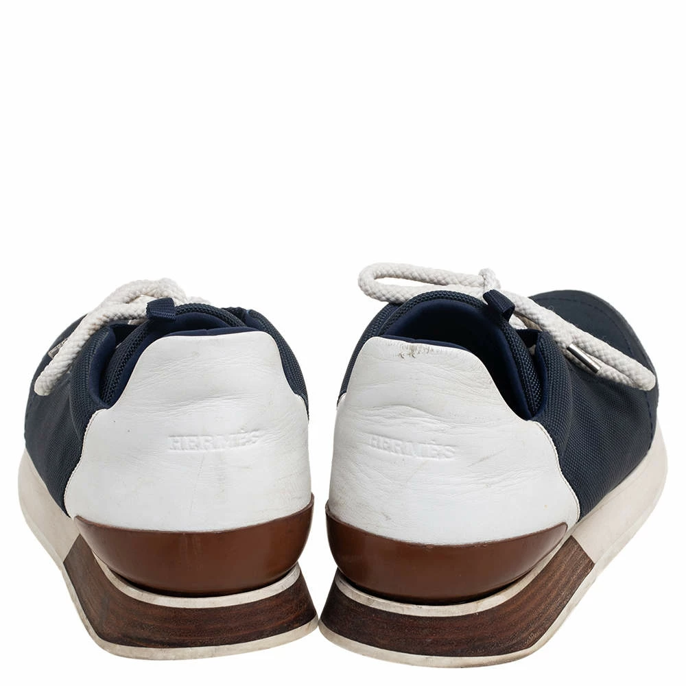 Hermes Hermés Blue/White Fabric And Leather Miles Low Top Sneakers Size 42 For Men 7 Hermes Hermés Blue/White Fabric And Leather Miles Low Top Sneakers Size 42 For Men - Image 5