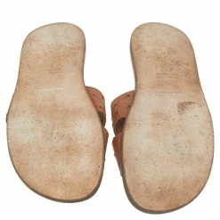 Hermes Brown Ostrich Leather Izmir Slide Sandals Size 43 For Men -Deals Hermes Store luxury men hermes used shoes p517171 001