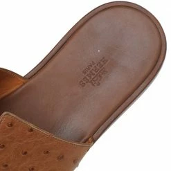 Hermes Brown Ostrich Leather Izmir Slide Sandals Size 43 For Men -Deals Hermes Store luxury men hermes used shoes p517171 004