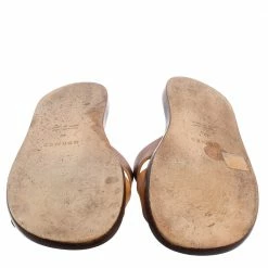 Hermes Two Tone Brown Leather Izmir Flat Slides Size 42 For Men -Deals Hermes Store luxury men hermes used shoes p537438 003