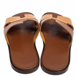 Hermes Two Tone Brown Leather Izmir Flat Slides Size 42 For Men -Deals Hermes Store luxury men hermes used shoes p537438 005