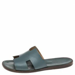 Hermes Blue Leather Izmir Flat Slides Size 43 For Men -Deals Hermes Store luxury men hermes used shoes p555259 002