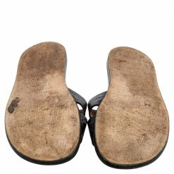 Hermes Black Ferronnerie Print Leather Izmir Flat Sandals Size 45 For Men -Deals Hermes Store luxury men hermes used shoes p556757 009