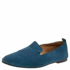 Hermes Blue Suede Milano Slip On Loafers Size 45 For Men
