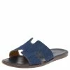 Hermes Hermés Blue Denim Izmir Flat Sandals Size 42 For Men