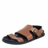Hermes Brown Leather Corentin Flat Slingback Sandals Size 42.5 For Men -Deals Hermes Store luxury men hermes used shoes p585964 004