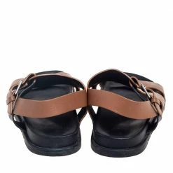 Hermes Brown Leather Corentin Flat Slingback Sandals Size 42.5 For Men -Deals Hermes Store luxury men hermes used shoes p585964 007