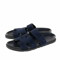 Hermes Hermès Navy Blue Suede Flat Sandals Size 42 For Men -Deals Hermes Store luxury men hermes used shoes p586284 003
