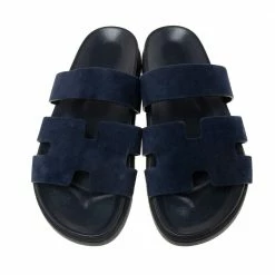 Hermes Hermès Navy Blue Suede Flat Sandals Size 42 For Men -Deals Hermes Store luxury men hermes used shoes p586284 007
