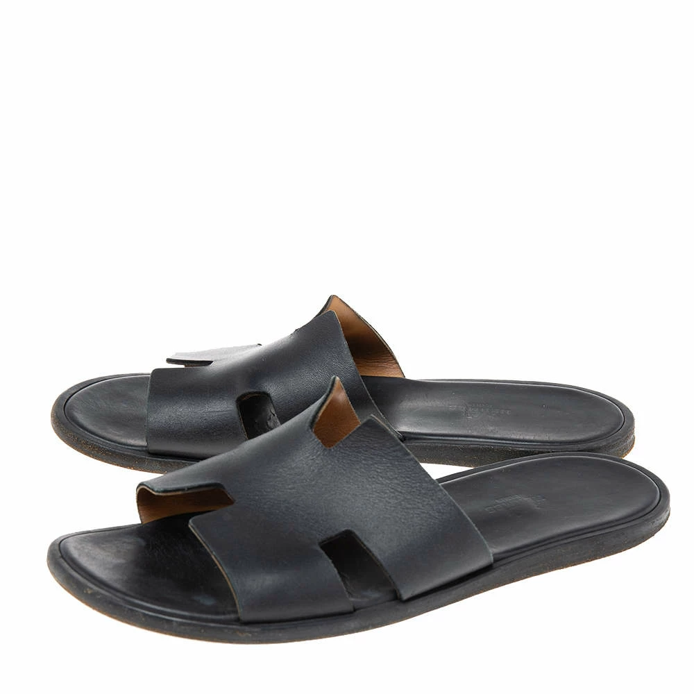 Hermes Black Leather Izmir Slide Sandals Size 41 For Men 6 Hermes Black Leather Izmir Slide Sandals Size 41 For Men - Image 4