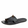 Hermes Black Leather Izmir Slide Sandals Size 41 For Men -Deals Hermes Store luxury men hermes used shoes p588967 003