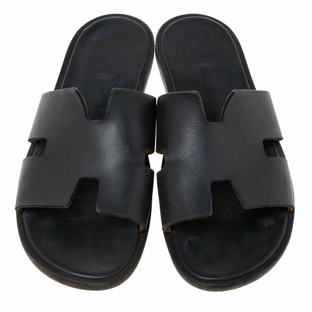 Hermes Black Leather Izmir Slide Sandals Size 41 For Men 5 Hermes Black Leather Izmir Slide Sandals Size 41 For Men - Image 3