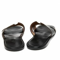 Hermes Black Leather Izmir Flat Slides Size 43.5 For Men -Deals Hermes Store luxury men hermes used shoes p589635 001