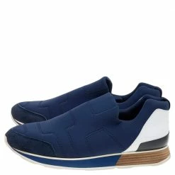 Hermes Blue Neoprene And Leather Slip On Sneakers Size 43.5 For Men -Deals Hermes Store luxury men hermes used shoes p592591 002