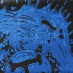 Hermes Blue/Black Leather Peinture Fraiche Print Izmir Flat Slides Size 43 For Men -Deals Hermes Store luxury men hermes used shoes p594075 006