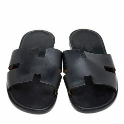 Hermes Black Leather Izmir Flat Slides Size 45 For Men -Deals Hermes Store luxury men hermes used shoes p611400 1647582363 004