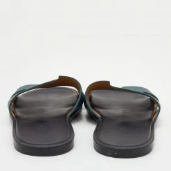 Hermes Hermés Green Epsom Leather Izmir Flat Slides Size 42.5 For Men -Deals Hermes Store luxury men hermes used shoes p629696 007
