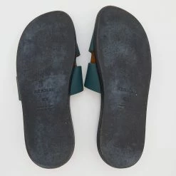 Hermes Hermés Green Epsom Leather Izmir Flat Slides Size 42.5 For Men -Deals Hermes Store luxury men hermes used shoes p629696 008