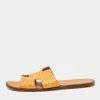 Hermes Light Orange Ostrich Leather Izmir Flat Slides Size 44.5 For Men